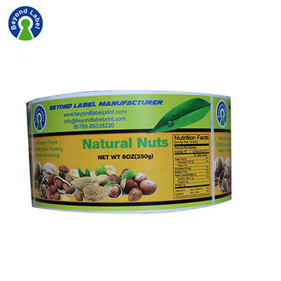 Custom roll label printing for nuts package